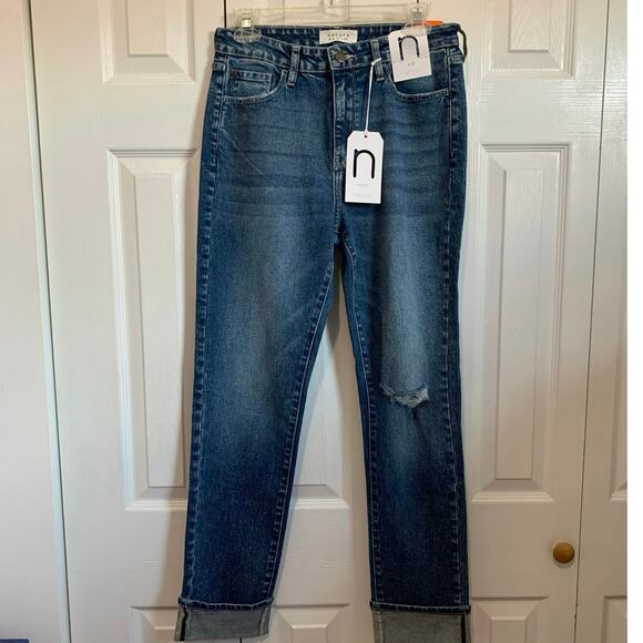 Nature Denim NWT high rise cuffed distressed mom jeans 4/27 - Picture 3 of 10